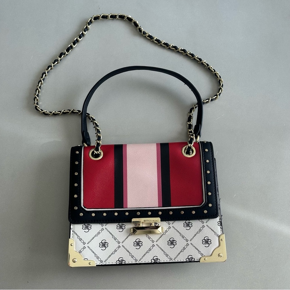 BCBGeneration Stylish Red and Pink Designer Handbag